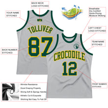 Load image into Gallery viewer, Custom Gray Green-Gold Authentic Throwback Basketball Jersey
