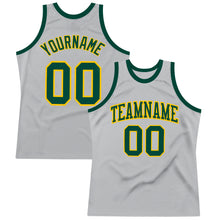 Load image into Gallery viewer, Custom Gray Green-Gold Authentic Throwback Basketball Jersey
