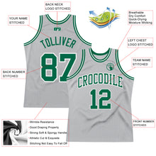 Load image into Gallery viewer, Custom Gray Kelly Green-White Authentic Throwback Basketball Jersey
