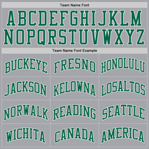 Custom Gray Kelly Green-White Authentic Throwback Basketball Jersey