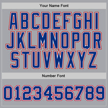 Load image into Gallery viewer, Custom Gray Royal-Red Authentic Throwback Basketball Jersey
