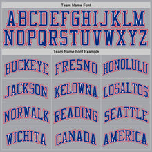 Load image into Gallery viewer, Custom Gray Royal-Red Authentic Throwback Basketball Jersey

