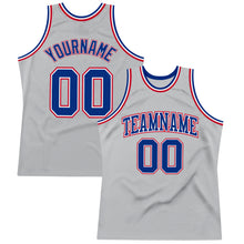 Load image into Gallery viewer, Custom Gray Royal-Red Authentic Throwback Basketball Jersey
