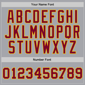 Custom Gray Maroon-Gold Authentic Throwback Basketball Jersey