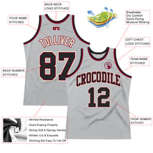 Load image into Gallery viewer, Custom Gray Black-Maroon Authentic Throwback Basketball Jersey
