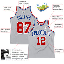 Load image into Gallery viewer, Custom Gray Red-Royal Authentic Throwback Basketball Jersey
