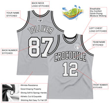 Load image into Gallery viewer, Custom Gray White-Black Authentic Throwback Basketball Jersey

