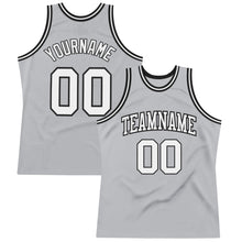 Load image into Gallery viewer, Custom Gray White-Black Authentic Throwback Basketball Jersey
