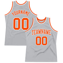 Load image into Gallery viewer, Custom Gray Orange-White Authentic Throwback Basketball Jersey
