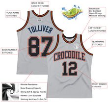 Load image into Gallery viewer, Custom Gray Black Powder Blue-Orange Authentic Throwback Basketball Jersey
