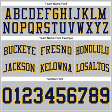 Load image into Gallery viewer, Custom Gray Navy-Gold Authentic Throwback Basketball Shorts
