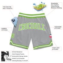 Load image into Gallery viewer, Custom Gray Neon Green-White Authentic Throwback Basketball Shorts
