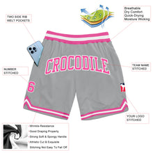 Load image into Gallery viewer, Custom Gray Pink-White Authentic Throwback Basketball Shorts
