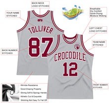 Load image into Gallery viewer, Custom Gray Maroon-White Authentic Throwback Basketball Jersey
