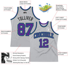 Load image into Gallery viewer, Custom Gray Purple Teal-Black Authentic Throwback Basketball Jersey
