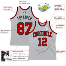 Load image into Gallery viewer, Custom Gray Red-Black Authentic Throwback Basketball Jersey
