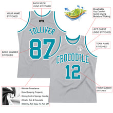 Load image into Gallery viewer, Custom Gray Teal-White Authentic Throwback Basketball Jersey
