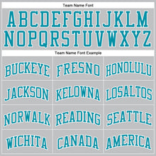 Load image into Gallery viewer, Custom Gray Teal-White Authentic Throwback Basketball Jersey

