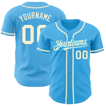 Custom Sky Blue Cream Authentic Baseball Jersey