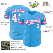 Load image into Gallery viewer, Custom Sky Blue White-Pink Authentic Baseball Jersey
