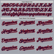 Load image into Gallery viewer, Custom Gray Navy Pinstripe Red Authentic Sleeveless Baseball Jersey
