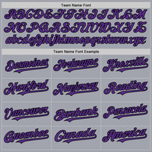 Load image into Gallery viewer, Custom Gray Black Pinstripe Purple Authentic Sleeveless Baseball Jersey
