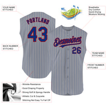 Load image into Gallery viewer, Custom Gray Royal Pinstripe Red Authentic Sleeveless Baseball Jersey
