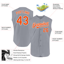 Load image into Gallery viewer, Custom Gray White Pinstripe Orange Authentic Sleeveless Baseball Jersey
