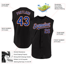 Load image into Gallery viewer, Custom Black Royal-Orange Authentic Sleeveless Baseball Jersey
