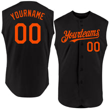 Load image into Gallery viewer, Custom Black Orange Authentic Sleeveless Baseball Jersey
