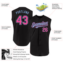 Load image into Gallery viewer, Custom Black Pink-Light Blue Authentic Sleeveless Baseball Jersey
