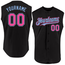 Load image into Gallery viewer, Custom Black Pink-Light Blue Authentic Sleeveless Baseball Jersey
