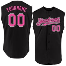 Load image into Gallery viewer, Custom Black Pink-White Authentic Sleeveless Baseball Jersey
