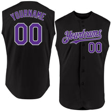 Load image into Gallery viewer, Custom Black Purple-Gray Authentic Sleeveless Baseball Jersey
