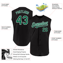 Load image into Gallery viewer, Custom Black Kelly Green-White Authentic Sleeveless Baseball Jersey

