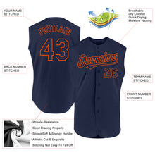 Load image into Gallery viewer, Custom Navy Orange Authentic Sleeveless Baseball Jersey
