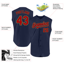 Load image into Gallery viewer, Custom Navy Red-Old Gold Authentic Sleeveless Baseball Jersey
