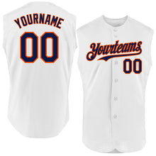 Load image into Gallery viewer, Custom White Navy-Orange Authentic Sleeveless Baseball Jersey
