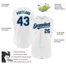 Load image into Gallery viewer, Custom White Navy Gray-Teal Authentic Sleeveless Baseball Jersey

