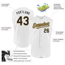 Load image into Gallery viewer, Custom White Black-Old Gold Authentic Sleeveless Baseball Jersey
