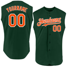 Load image into Gallery viewer, Custom Green Orange-White Authentic Sleeveless Baseball Jersey
