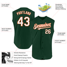 Load image into Gallery viewer, Custom Green White-Orange Authentic Sleeveless Baseball Jersey
