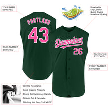 Load image into Gallery viewer, Custom Green Pink-White Authentic Sleeveless Baseball Jersey
