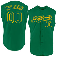 Load image into Gallery viewer, Custom Kelly Green Gold Authentic Sleeveless Baseball Jersey
