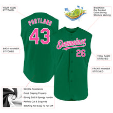 Load image into Gallery viewer, Custom Kelly Green Pink-White Authentic Sleeveless Baseball Jersey
