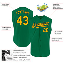 Load image into Gallery viewer, Custom Kelly Green Gold-Black Authentic Sleeveless Baseball Jersey
