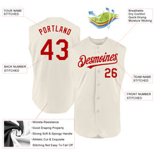 Load image into Gallery viewer, Custom Cream Red Authentic Sleeveless Baseball Jersey
