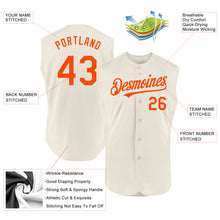 Load image into Gallery viewer, Custom Cream Orange Authentic Sleeveless Baseball Jersey
