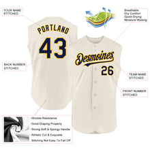 Load image into Gallery viewer, Custom Cream Navy-Gold Authentic Sleeveless Baseball Jersey
