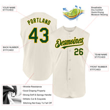 Load image into Gallery viewer, Custom Cream Green-Gold Authentic Sleeveless Baseball Jersey
